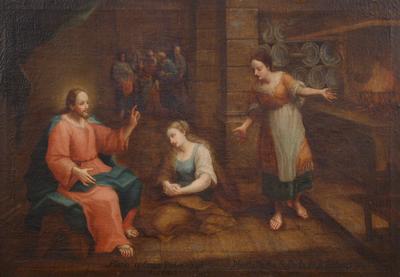 Jézus, Mária és Márta - osztrák vagy magyar festő 18.század második fele